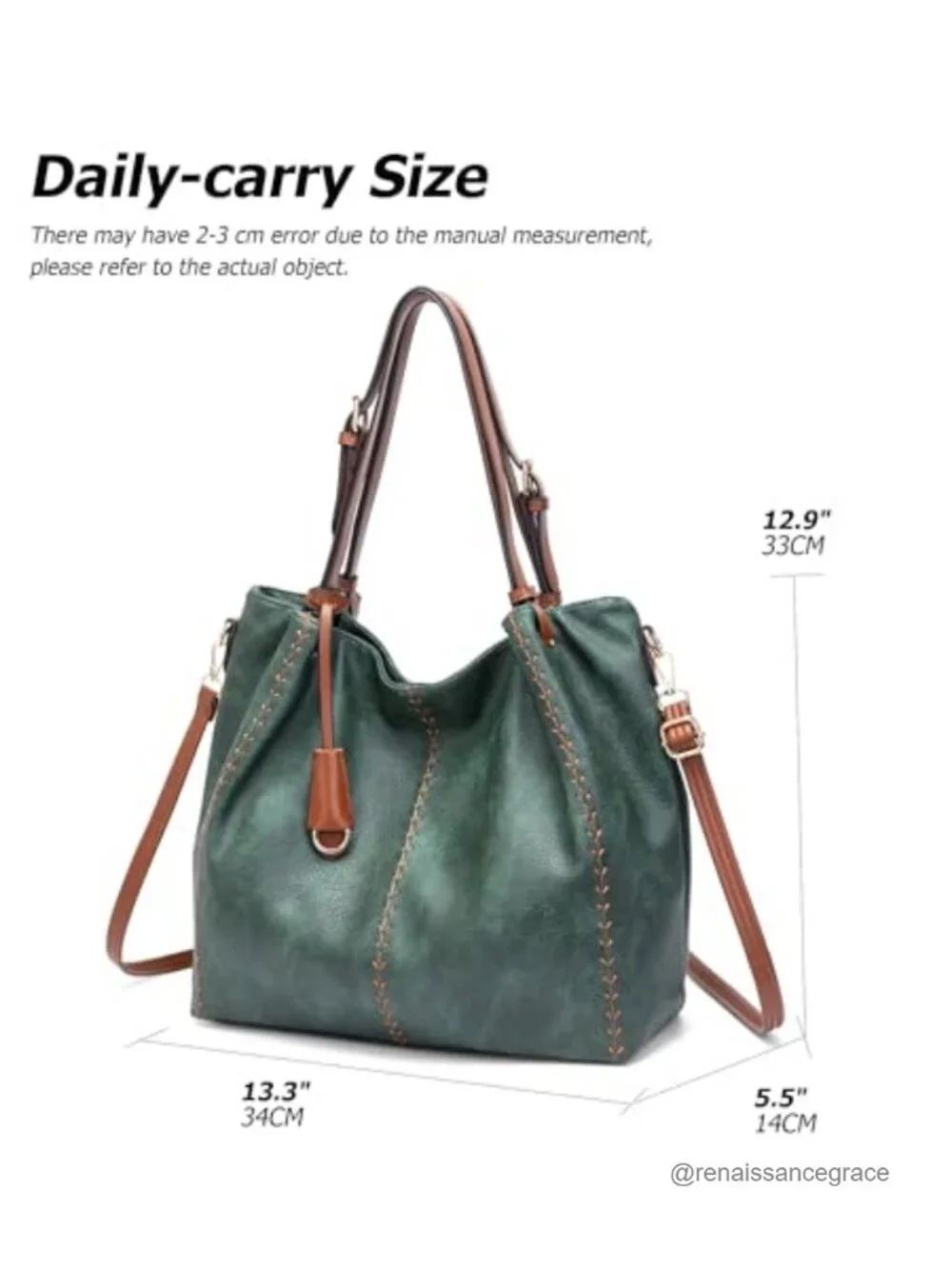 Vintage PU Leather Hobo Shoulder Bag, Tote with Rivets